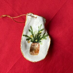 Holiday Potted Tree Oyster Shell Ornament